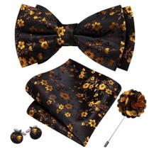 Conjunto de gravata borboleta Barry.Wang Floral de seda pré-amarrada 13,5 x 7,5 cm