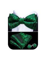 Conjunto de gravata borboleta Barry.Wang Green Black Paisley Silk