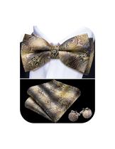 Conjunto de gravata borboleta Barry.Wang Paisley Silk 12x6 cm formal
