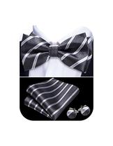 Conjunto de gravata-borboleta de seda cinza escuro Barry.Wang, formal de 12 x 6 cm