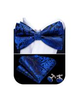 Conjunto de gravata borboleta de seda floral preta Barry.Wang Blue