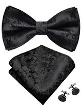 Conjunto de Gravata Borboleta de Seda GUSLESON 0497-08 Preto Conjunto de Gravata Borboleta de Seda GUSLESON 0497-08 Preto