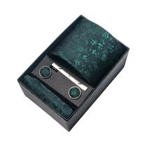 Conjunto De Gravata E Abotoaduras Azuis Paisley Para Homens, Acessórios De Vestuário, Caixa De