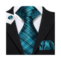 Conjunto de Gravata e Abutões Masculinos - Verde Menta, Cerceta, Oliva e Sálvia