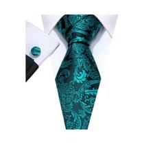 Conjunto de Gravata e Abutões Masculinos - Verde Menta, Cerceta, Oliva e Sálvia