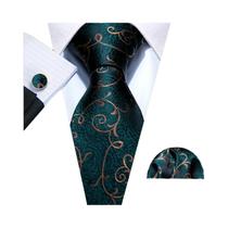 Conjunto de Gravata e Abutões Masculinos - Verde Menta, Cerceta, Oliva e Sálvia