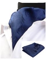 Conjunto de gravata e lenço GUSLESON, gravata masculina azul marinho