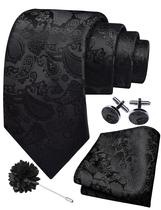 Conjunto de Gravata GUSLESON Estampa Paisley Preto Mistura de Seda 150x8 cm