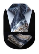 Conjunto de gravata HISDERN Paisley Floral extra longa de 160 cm