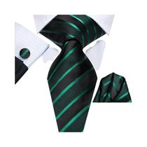 Conjunto de Gravata, Lenço e Abutuaduras Azul Paisley Listrado - Acessório para Smoking Masculino