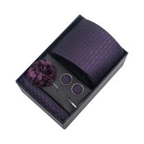 Conjunto De Gravata Listrada Azul Com Abotoaduras E Broche 8 Cm Presente Formal Para Homens Em