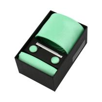 Conjunto De Gravata Masculina De Luxo Em Cor Sólida Com Lenço De Bolso, Caixa De Presente, Gravata