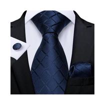 Conjunto De Gravata Sólida Masculina De 8 Cm Com Lenço E Abotoaduras Para Presente De Acessórios De