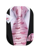 Conjunto de gravatas Barry.Wang 160 cm, rosa seda, abotoaduras Batman Conjunto de gravatas Barry.Wang 160 cm, rosa seda, abotoaduras Batman