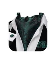 Conjunto de gravatas Barry.Wang Ascot, seda verde escura, 126 cm, formal Conjunto de gravatas Barry.Wang Ascot, seda verde escura, 126 cm, formal