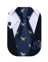 Conjunto de gravatas Barry.Wang Dinosaur Blue Silk 8,5 cm 150 cm