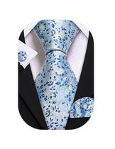 Conjunto de gravatas Barry.Wang Floral Silk Tie, lenço, abotoaduras