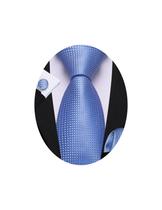 Conjunto de gravatas Barry.Wang masculino de seda de bolinhas com lenço e abotoaduras