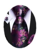 Conjunto de gravatas Barry.Wang Paisley Flower Silk, gravata masculina Conjunto de gravatas Barry.Wang Paisley Flower Silk, gravata masculina