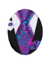 Conjunto de gravatas Barry.Wang Paisley Teal Tie Cufflinks Conjunto de gravatas Barry.Wang Paisley Teal Tie Cufflinks