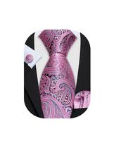 Conjunto de gravatas Barry.Wang Pink Black Paisley Silk 150x8,5 cm Conjunto de gravatas Barry.Wang Pink Black Paisley Silk 150x8,5 cm
