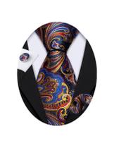 Conjunto de gravatas Barry.Wang Wedding Party Paisley Orange Silk Conjunto de gravatas Barry.Wang Wedding Party Paisley Orange Silk