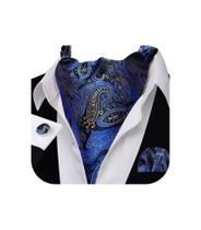 Conjunto de gravatas masculinas Barry.Wang Ascot, ouro azul, seda, 126 cm