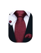 Conjunto de gravatas masculinas Barry.Wang Wine Red Paisley Silk 150cm Conjunto de gravatas masculinas Barry.Wang Wine Red Paisley Silk 150cm
