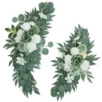 Conjunto de grinaldas de flores em arco de casamento, verde sálvia artificial x2