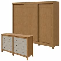 Conjunto de Guarda-roupa 3 Portas 4 Gavetas Nice com Pése Cômoda 6 Gavetas Mdp/mdf Maggiore New