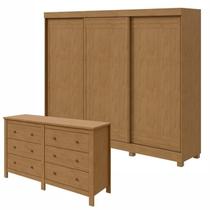 Conjunto de Guarda-roupa 3 Portas 4 Gavetas Nice com Pése Cômoda Maggiore New