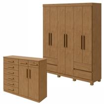 Conjunto de Guarda-roupa 6 Portas 4 Gavetas Zeus com Pése Cômoda 8 Gavetas 2 Portas Toronto Conjunto de Guarda-roupa 6 Portas 4 Gavetas Zeus com Pése Cômoda 8 Gavetas 2 Portas Toronto