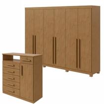 Conjunto de Guarda-roupa 6 Portas com Pés Bertha com Cômoda da Vinci com Nicho Conjunto de Guarda-roupa 6 Portas com Pés Bertha com Cômoda da Vinci com Nicho