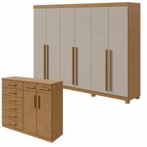 Conjunto de Guarda-roupa 6 Portas com Pés Bertha com Cômoda Toronto Conjunto de Guarda-roupa 6 Portas com Pés Bertha com Cômoda Toronto