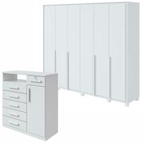 Conjunto de Guarda-roupa 6 Portas com Pés Imperatore com Cômoda da Vinchi com Nicho Conjunto de Guarda-roupa 6 Portas com Pés Imperatore com Cômoda da Vinchi com Nicho