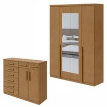 Conjunto de Guarda-roupa Alonzo com Espelho e Cômoda Toronto