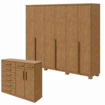 Conjunto de Guarda-roupa Alonzo com Pés e Cômoda Toronto