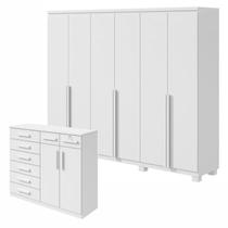 Conjunto de Guarda-roupa Alonzo com Pés e Cômoda Toronto