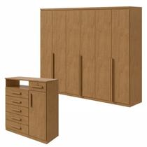 Conjunto de Guarda-roupa Alonzo e Cômoda da Vinci com Nicho