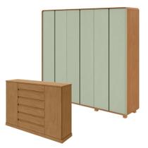 Conjunto de Guarda-roupa Casal Loop 6 Portas com Pése Cômoda 2 Portas Vedra Conjunto de Guarda-roupa Casal Loop 6 Portas com Pése Cômoda 2 Portas Vedra