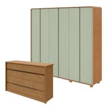 Conjunto de Guarda-roupa Casal Loop 6 Portas com Pése Cômoda 8 Gavetas Urban Conjunto de Guarda-roupa Casal Loop 6 Portas com Pése Cômoda 8 Gavetas Urban