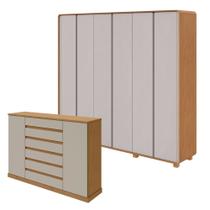 Conjunto de Guarda-roupa Casal Loop 6 Portas com Pése Cômoda Vedra Conjunto de Guarda-roupa Casal Loop 6 Portas com Pése Cômoda Vedra