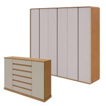 Conjunto de Guarda-roupa Casal Loop 6 Portase Cômoda 2 Portas 7 Gavetas 3 Prateleiras Vedra Conjunto de Guarda-roupa Casal Loop 6 Portase Cômoda 2 Portas 7 Gavetas 3 Prateleiras Vedra