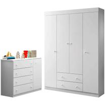 Conjunto de Guarda Roupa E Cômoda De Bebê Móveis em MDF Kit 2 Peças