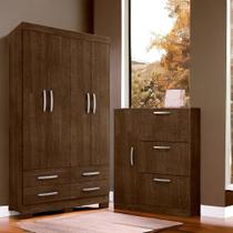 Conjunto de Guarda Roupa e Sapateira Coutos Malbec