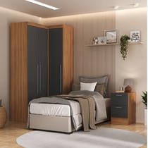 Conjunto de Guarda-Roupa Modulado 3 Peças 3 Portas 4 Gavetas Viena Yescasa Cinza/Nogal/Grafite Conjunto de Guarda-Roupa Modulado 3 Peças 3 Portas 4 Gavetas Viena Yescasa Cinza/Nogal/Grafite