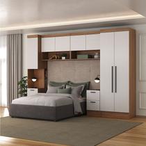 Conjunto de Guarda-Roupa Modulado 5 Peças 7 Portas 6 Gavetas Viena Yescasa Branco/Nogal