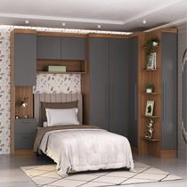 Conjunto de Guarda-Roupa Modulado 7 Portas 4 Gavetas 5 Peças Yescasa Marrom/Nogal/Grafite