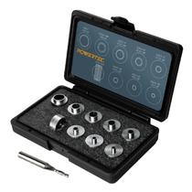 Conjunto de guias de bucha de modelo de roteador POWERTEC com bit de roteador Conjunto de guias de bucha de modelo de roteador POWERTEC com bit de roteador