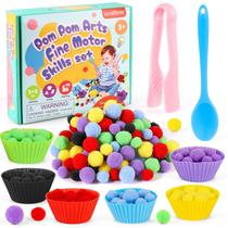 Conjunto de habilidades motoras finas iCraftine 158 unidades com pompons e muito mais Conjunto de habilidades motoras finas iCraftine 158 unidades com pompons e muito mais